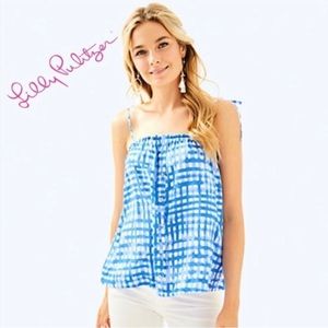 Blue and White Lilly Pulitzer Checked Tank Top, Size L